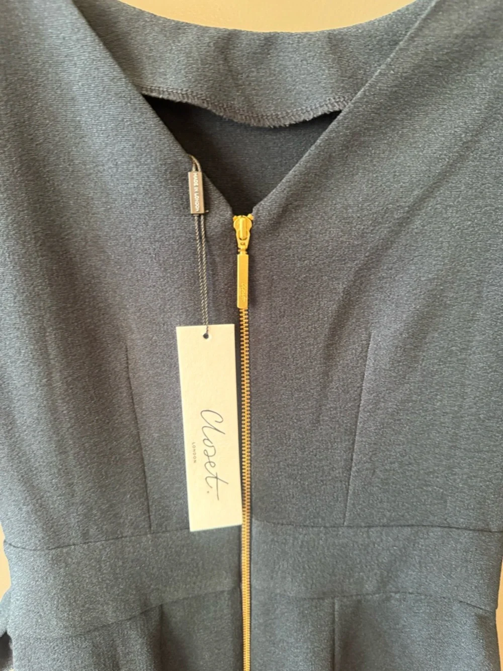 Closet London Dress Blue Shift Pencil Elegant Tie-Waist Women's Dress NWT - Picture 3 of 4